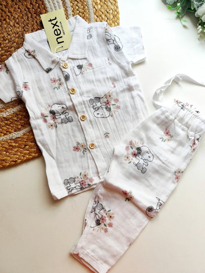 Collared Muslin Co Ord- Snoopy Floral