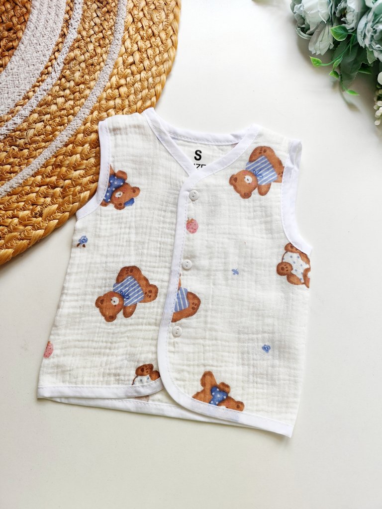 Crinkled Muslin Jablas- Teddy Bear