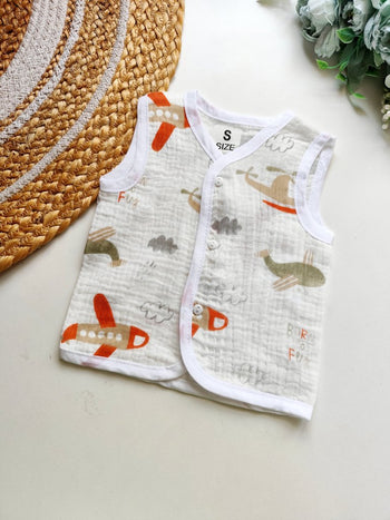 Crinkled Muslin Jablas- Airplane Print