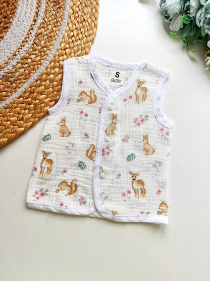 Crinkled Muslin Jablas- Woodland Friends