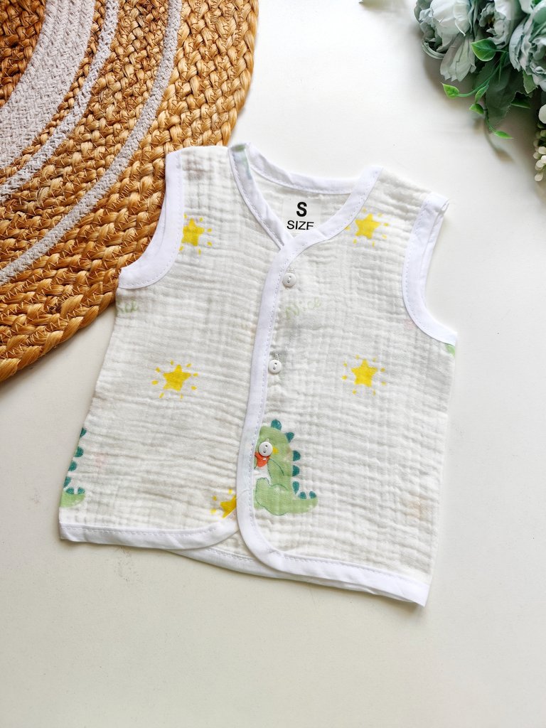 Crinkled Muslin Jablas- Dinosaur & Stars