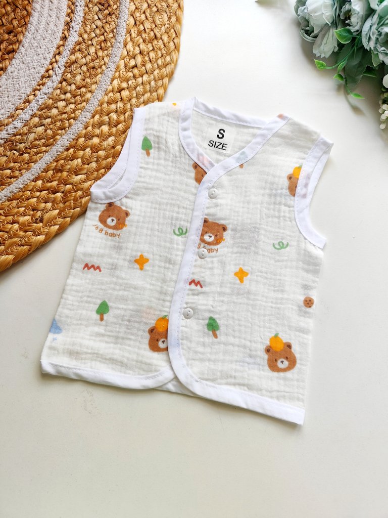 Crinkled Muslin Jablas- Teddy Bear Print