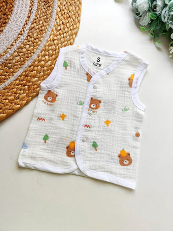 Crinkled Muslin Jablas- Teddy Bear Print