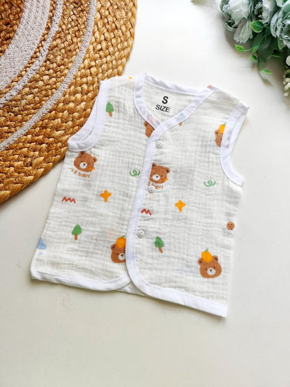 Crinkled Muslin Jablas- Teddy Bear Print