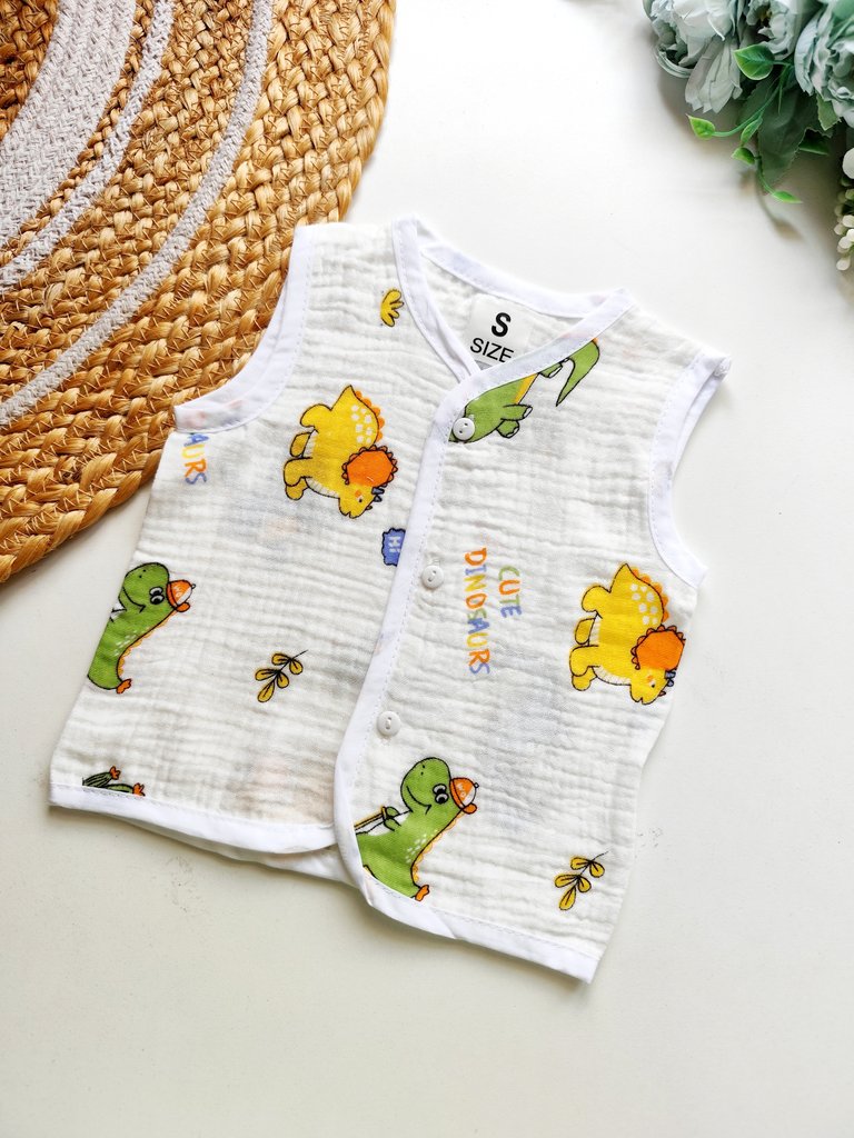Crinkled Muslin Jablas- Dinosaur Print