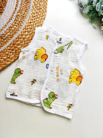 Crinkled Muslin Jablas- Dinosaur Print