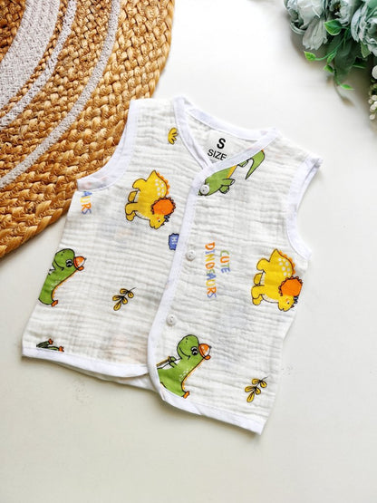 Crinkled Muslin Jablas- Dinosaur Print