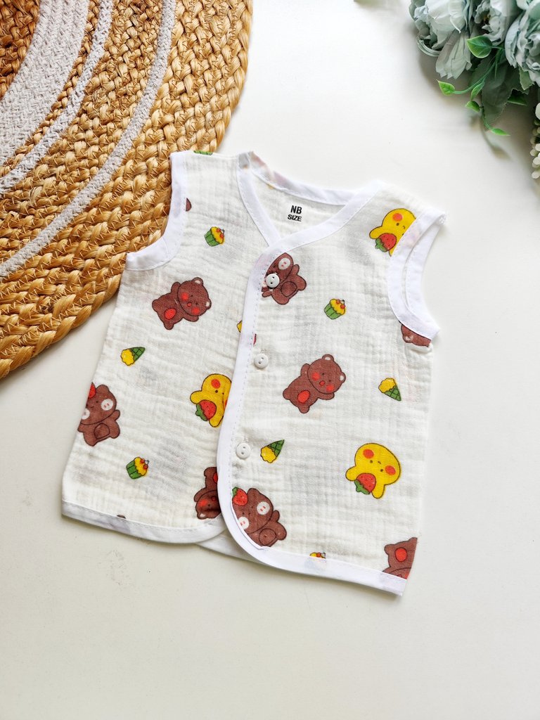 Crinkled Muslin Jablas- Teddy Bear & Chick