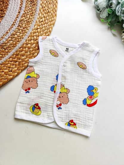 Crinkled Muslin Jablas- Playful Teddy