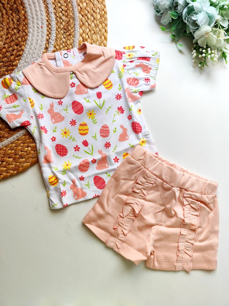 Co ords  - Pastel Peach Easter Bunny Print