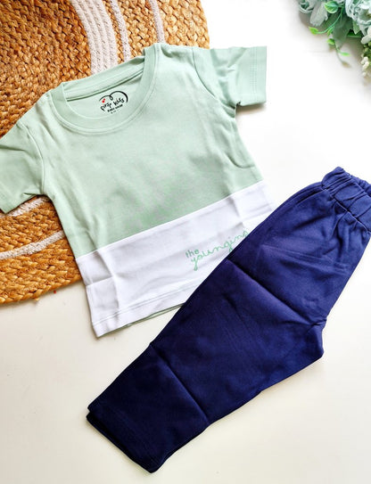 Co ords - Mint Green and Navy Blue Colorblock