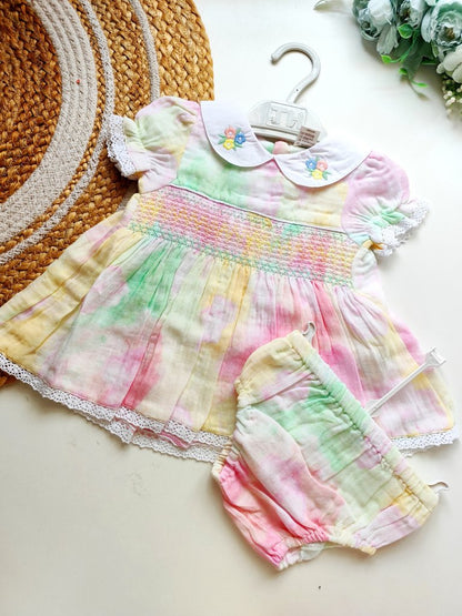 Ethnic Muslin Frocks- Pastel Tie Dye