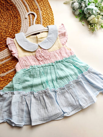 Ethnic Muslin Frocks- Pastel Colorblock