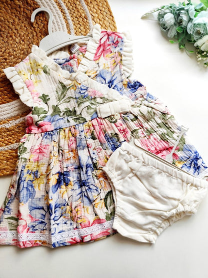 Ethnic Muslin Frocks- Multicolor Floral