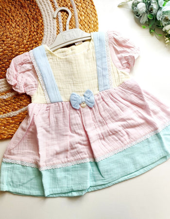 Ethnic Muslin Frocks- Pastel Colorblock