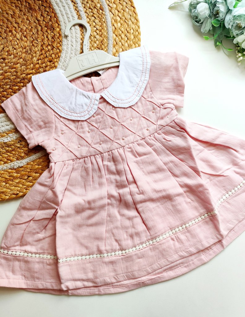 Ethnic Muslin Frocks- Blush Pink