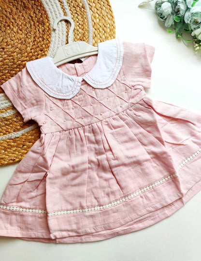 Ethnic Muslin Frocks- Blush Pink