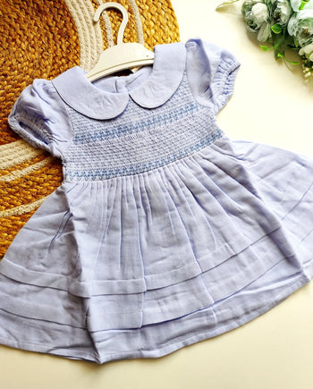Ethnic Muslin Frocks- Pastel Blue