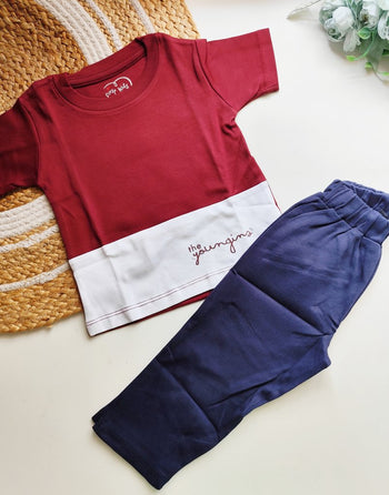 Co ords - Maroon and Navy Colorblock