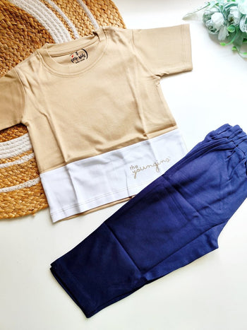 Co ords - Beige and Navy Colorblock
