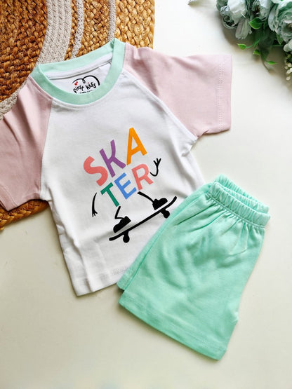 Co ords  - Mint & Pink Skater Print