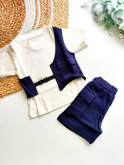 Co ords  - Navy Blue and Off White