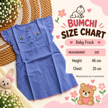 Frocks - Sky Blue Floral Embroidered