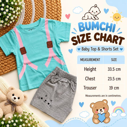 Co ords - Aqua Blue Suspender Print