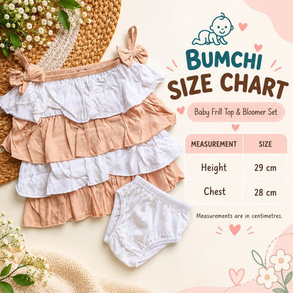 Co ords  - Peach and White Tiered Ruffles