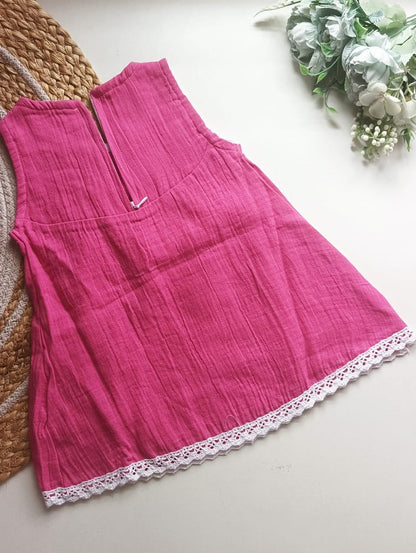 Muslin Zip Frocks - Hot Pink