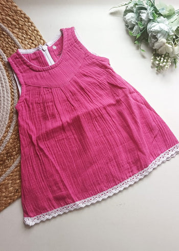 Muslin Zip Frocks - Hot Pink