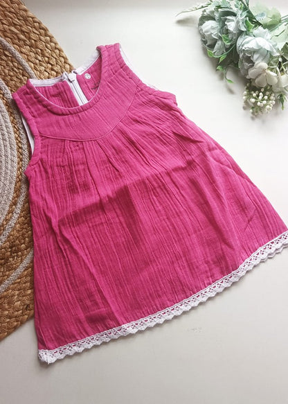 Muslin Zip Frocks - Hot Pink