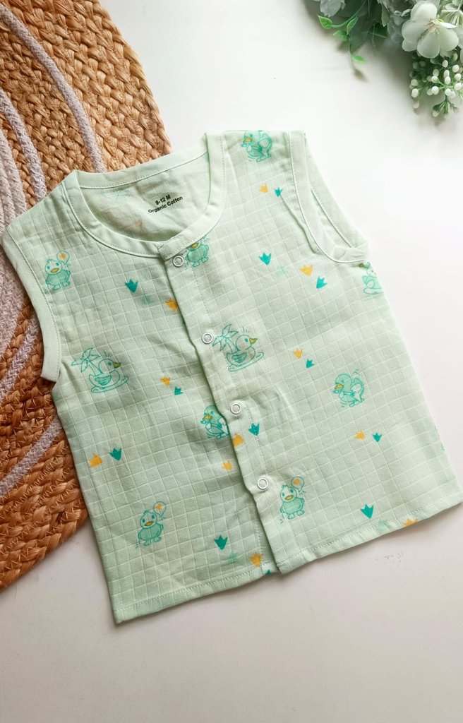 Muslin Jablas- Mint Green Duck Print
