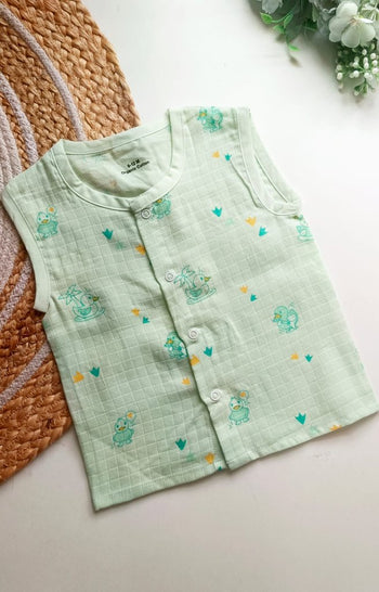 Muslin Jablas- Mint Green Duck Print