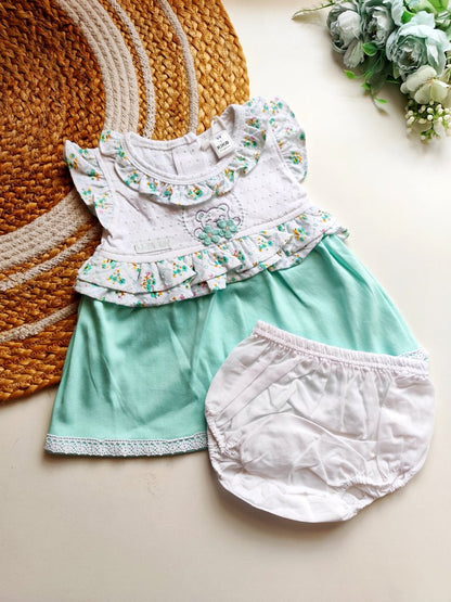 Frocks with bloomers- Mint Green Floral