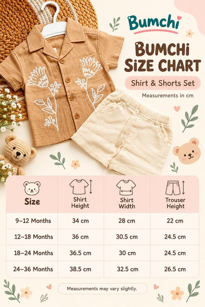 Co ord set- Beige Floral Embroidered