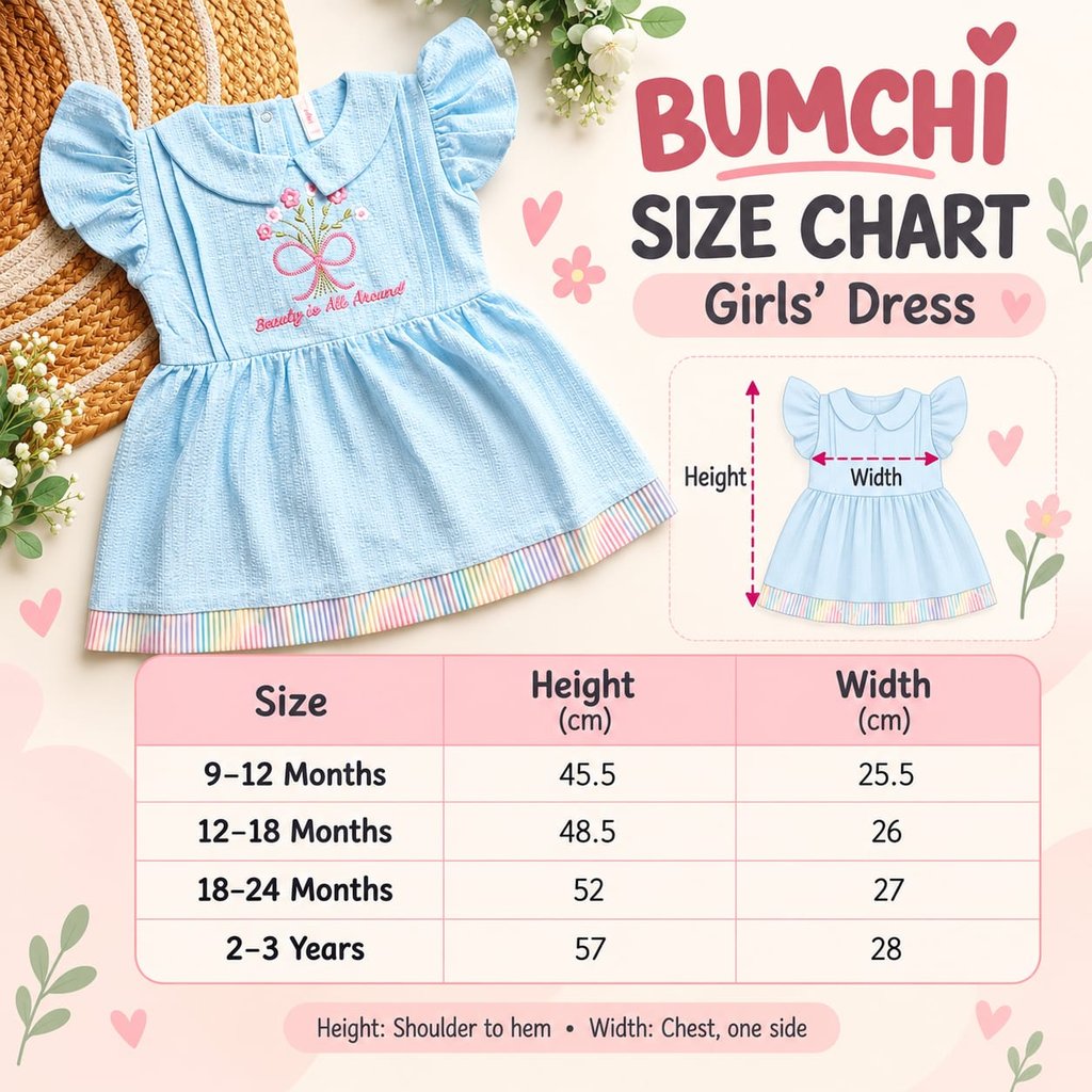 Fancy Frocks- Light Blue Floral Embroidered
