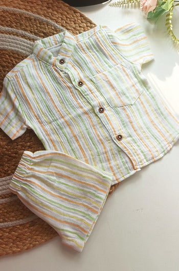 Muslin set-Orange Pastel Stripes