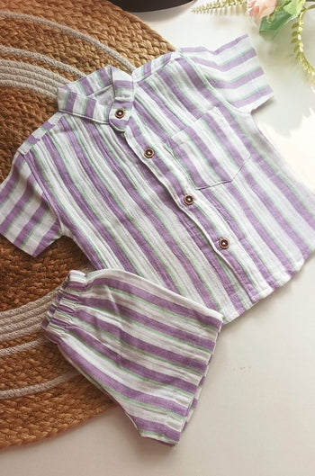 Muslin set- Lavender & Mint Stripes