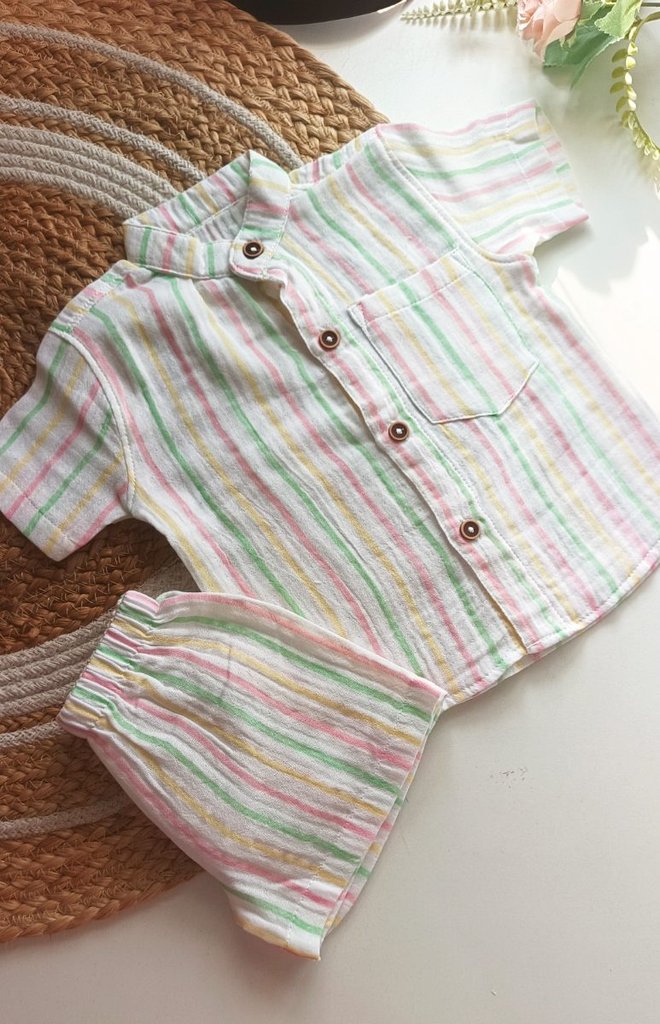 Muslin set- Pink Pastel Stripes