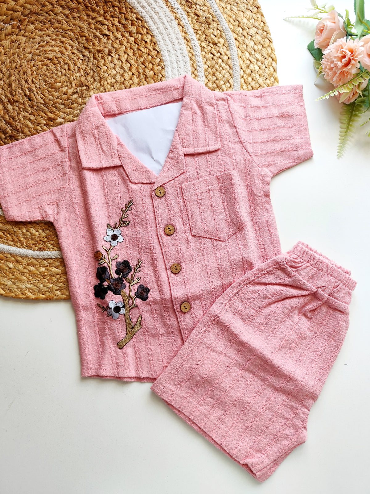 Ethnic Cuban colar Set - Pink Floral