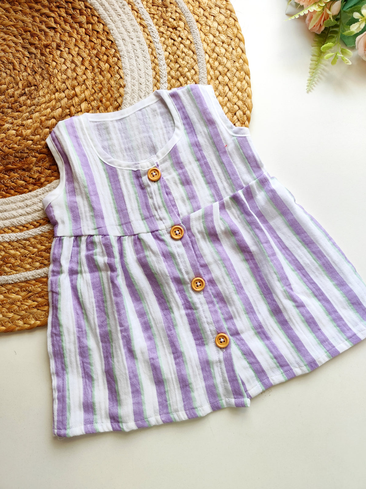 Muslin frocks-Lavender Stripes