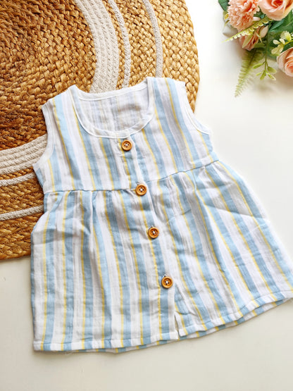 Muslin frocks-Blue Stripes