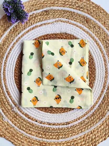 Muslin Colored Swaddle - Yellow Mango Print image 0