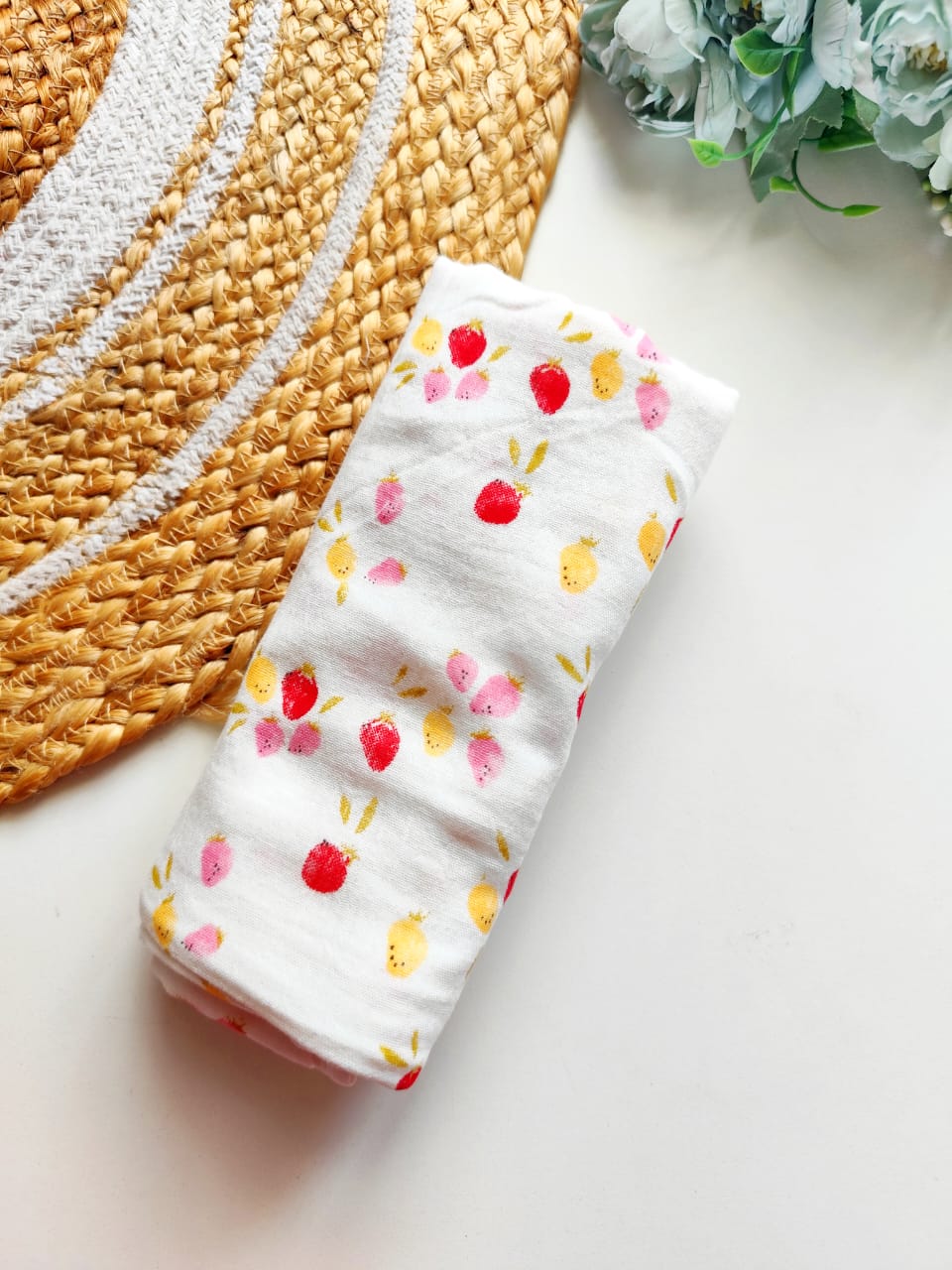 Muslin Bath Towels - Strawberry Medley