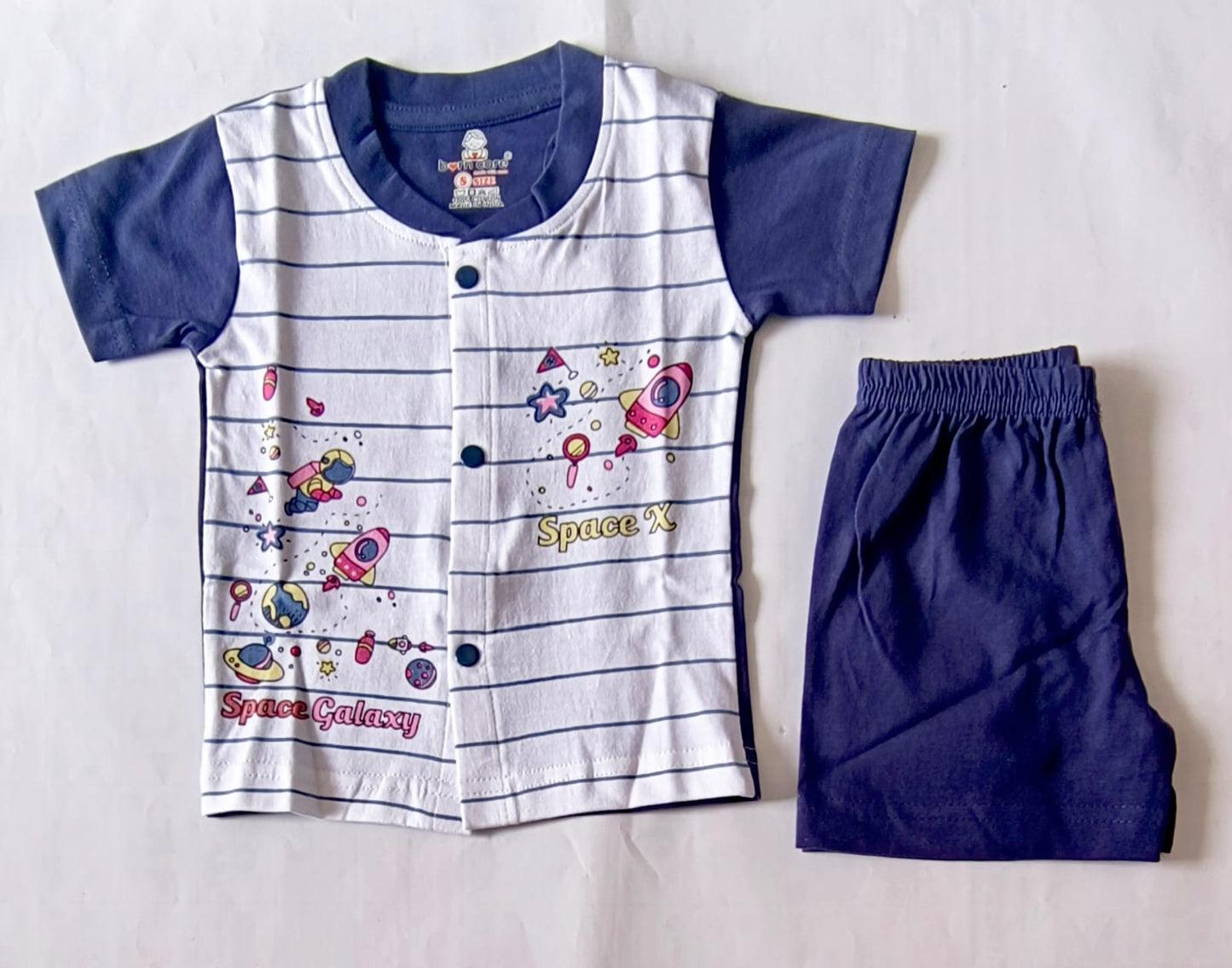 T Shirt with Trousers Set - Stripes Print - Navy Blue, 6 - 12 M image