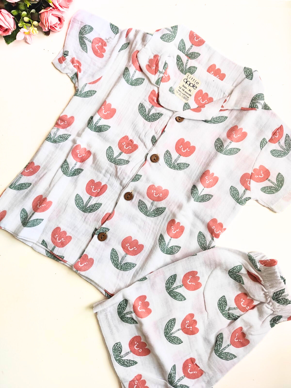 Muslin Collared Co Ord Set - Tulip Print - 12 - 18 M image