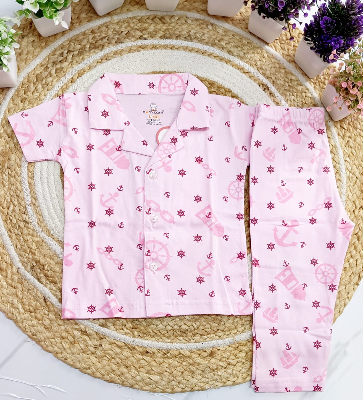 Unisex Cotton Half Sleeves Night Suit image 1
