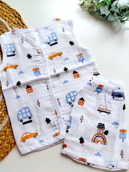 Muslin Sleeveless Co Ord - City Drive