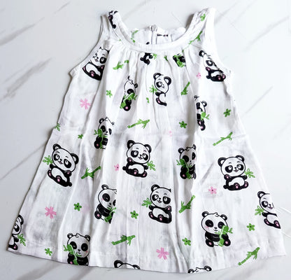 Muslin Zip Frocks (1 - 2 Years) - Panda Print, 12 - 24 M image